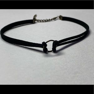 Black necklace choker with ring